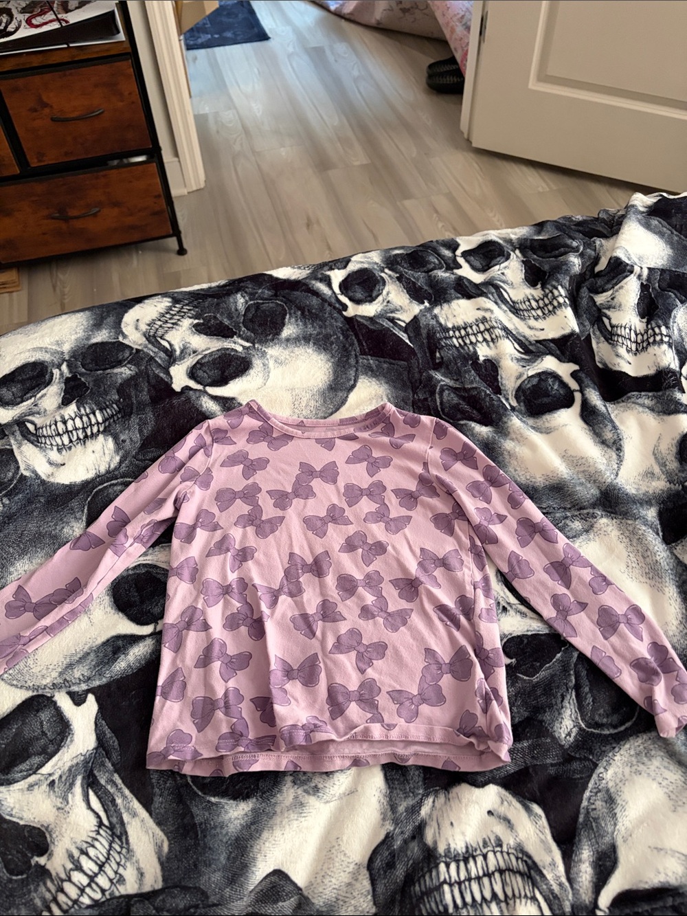 H&M Lavender Long-Sleeve Tee with Purple Butterfly Print